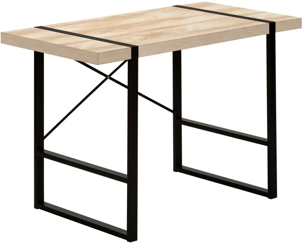 Computer Desk, Home Office, Laptop, 48"L, Work, Metal, Laminate, Natural, Black, Contemporary, Modern