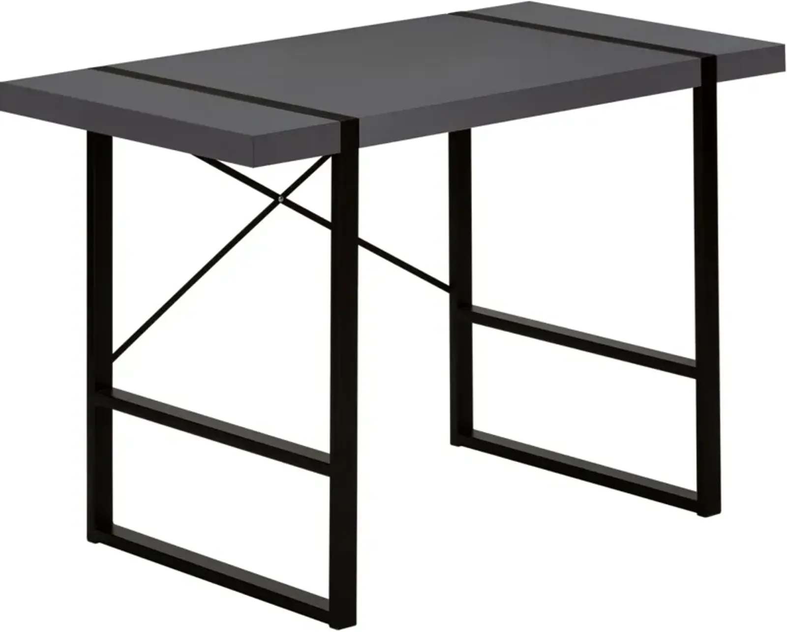 Computer Desk, Home Office, Laptop, 48"L, Work, Metal, Laminate, Grey, Black, Contemporary, Modern