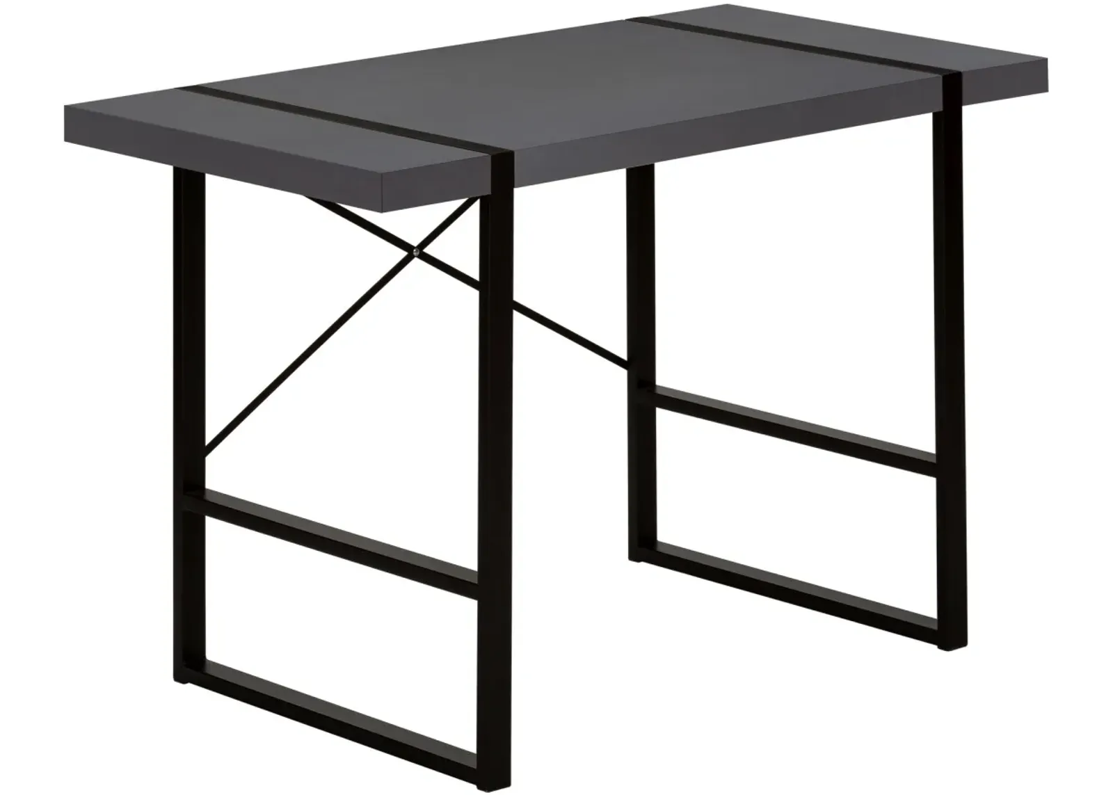 Computer Desk, Home Office, Laptop, 48"L, Work, Metal, Laminate, Grey, Black, Contemporary, Modern