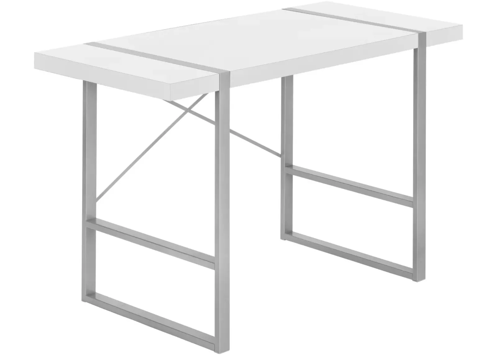 Computer Desk, Home Office, Laptop, 48"L, Work, Metal, Laminate, White, Grey, Contemporary, Modern