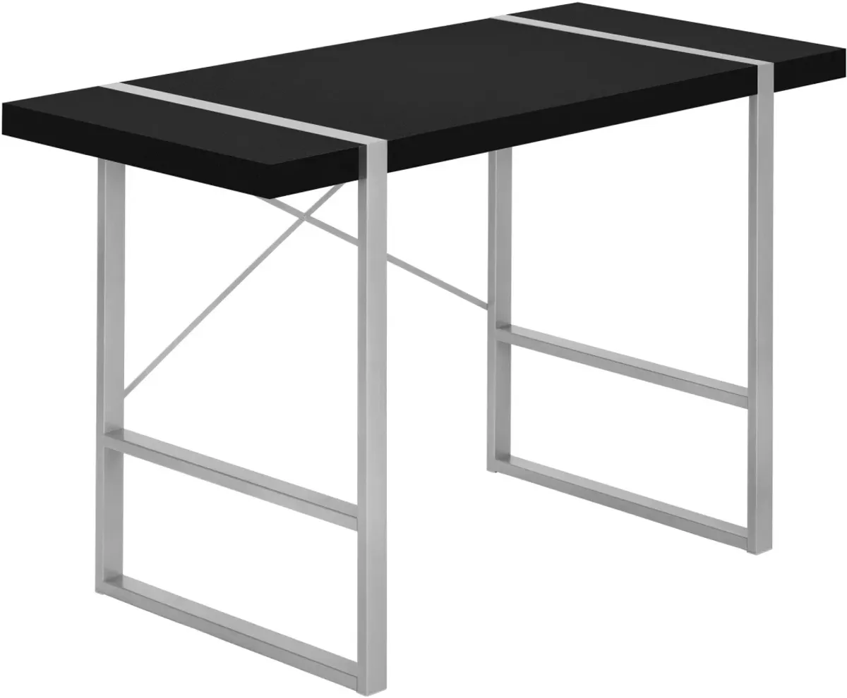 Computer Desk, Home Office, Laptop, 48"L, Work, Metal, Laminate, Black, Grey, Contemporary, Modern