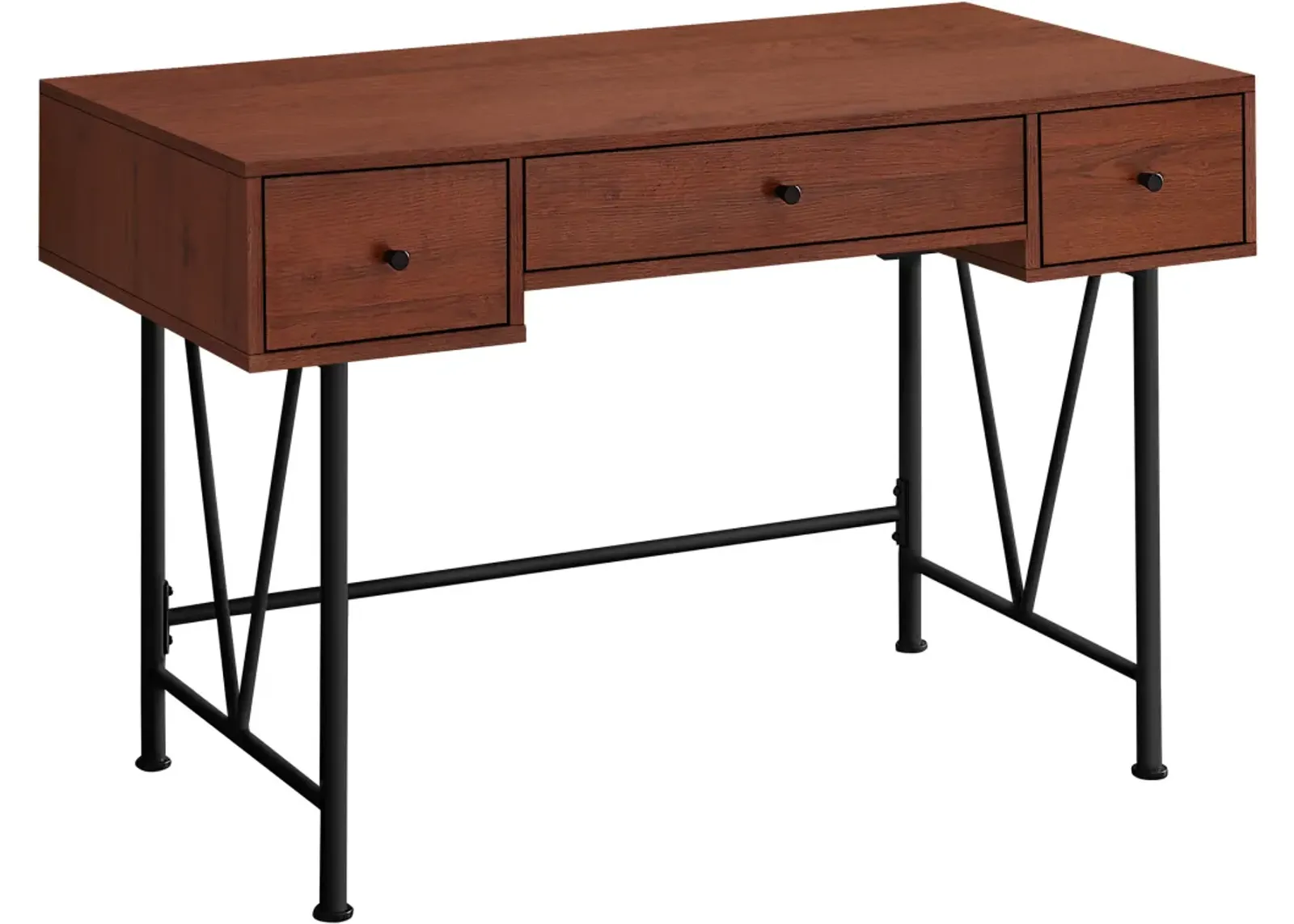 Computer Desk, Home Office, Laptop, Storage Drawers, 48"L, Work, Metal, Laminate, Brown, Black, Transitional