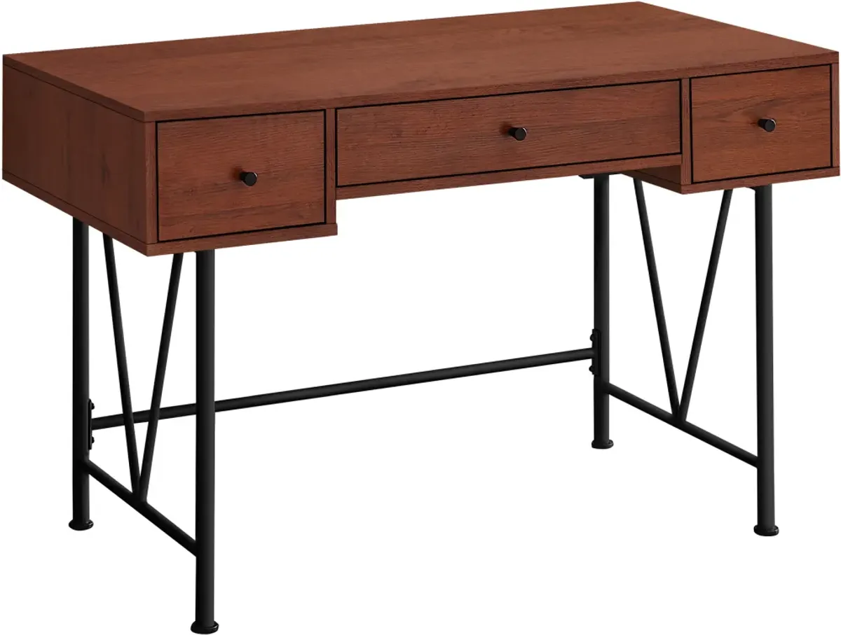 Computer Desk, Home Office, Laptop, Storage Drawers, 48"L, Work, Metal, Laminate, Brown, Black, Transitional