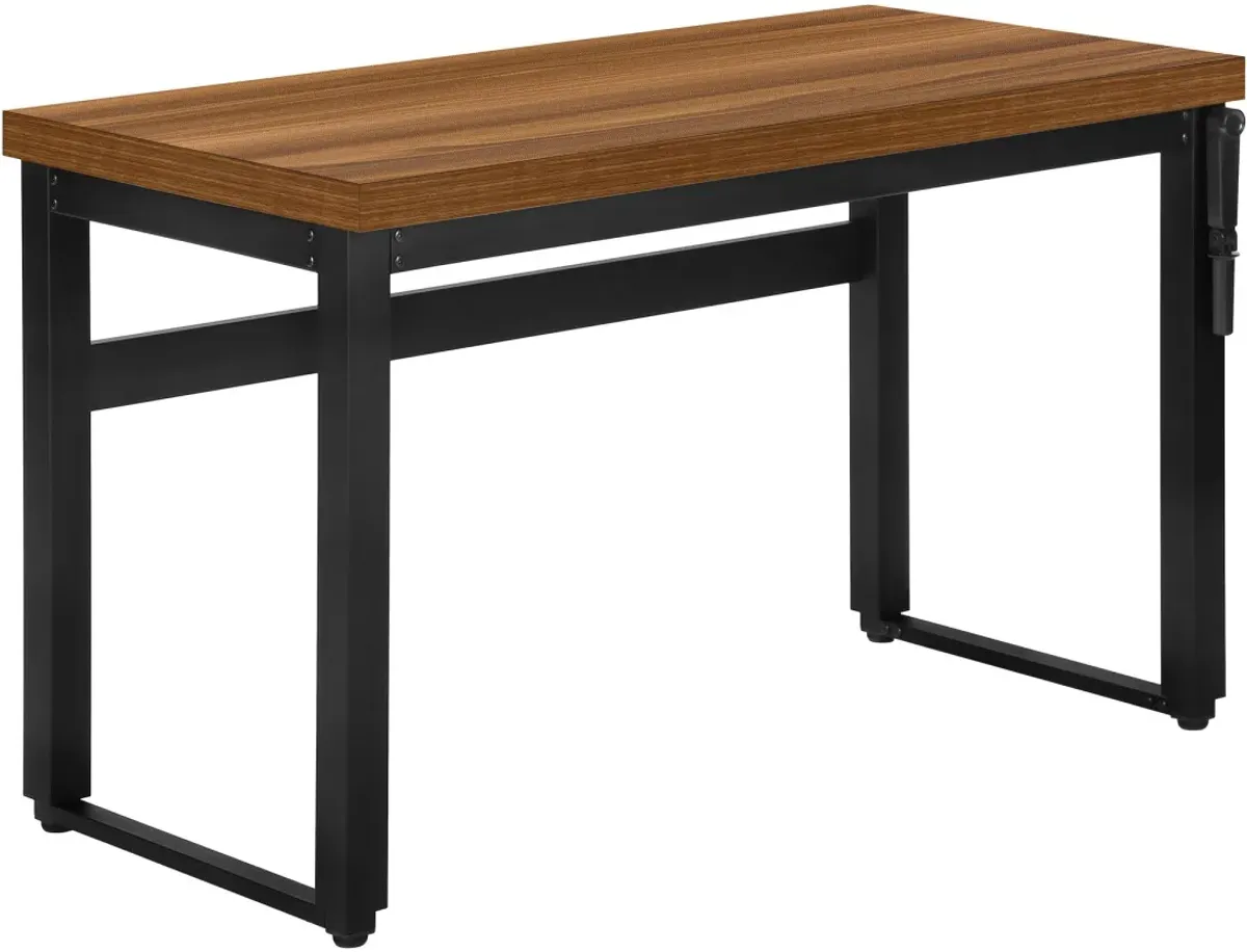 Computer Desk, Home Office, Standing, Adjustable, 48"L, Work, Laptop, Metal, Laminate, Walnut, Black, Contemporary, Modern