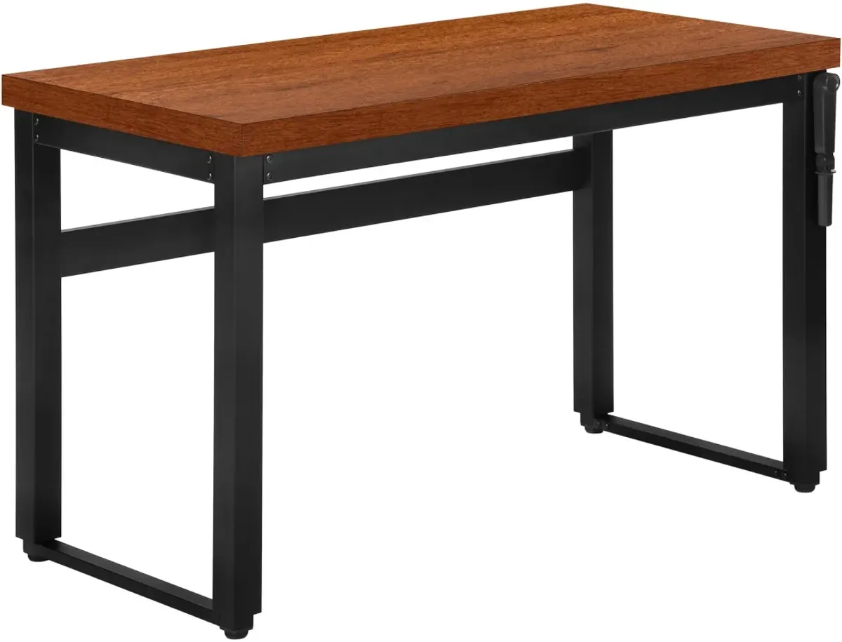 Computer Desk, Home Office, Standing, Adjustable, 48"L, Work, Laptop, Metal, Laminate, Brown, Black, Contemporary, Modern