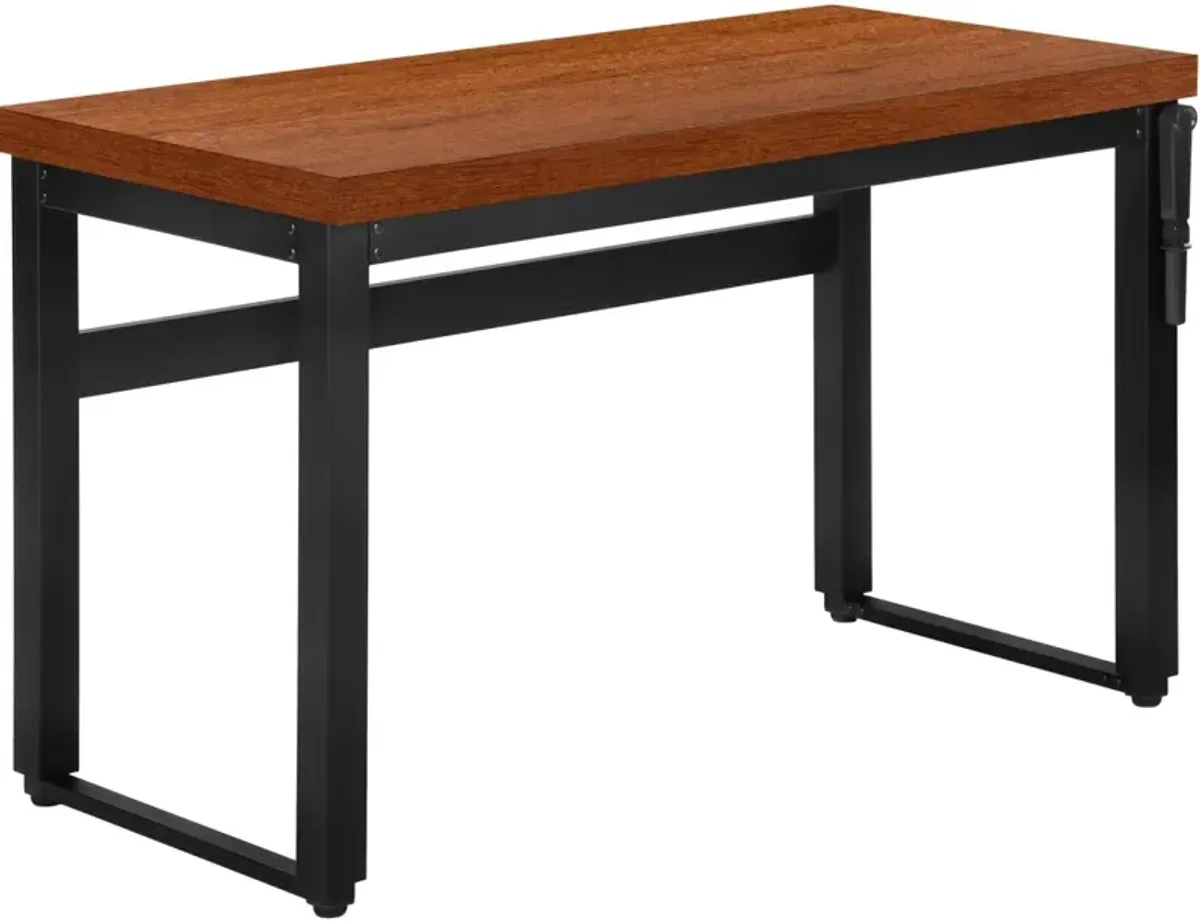 Computer Desk, Home Office, Standing, Adjustable, 48"L, Work, Laptop, Metal, Laminate, Brown, Black, Contemporary, Modern