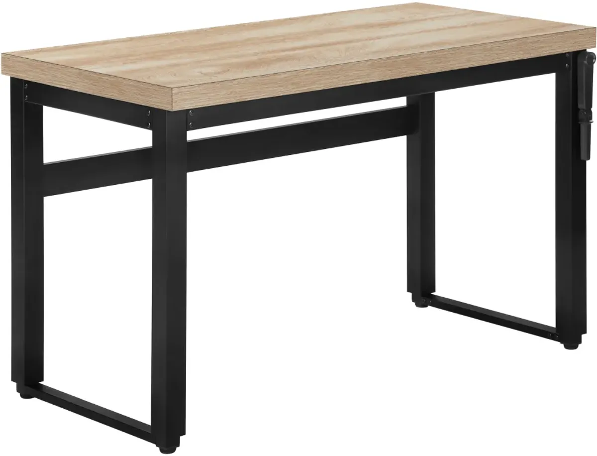 Computer Desk, Home Office, Standing, Adjustable, 48"L, Work, Laptop, Metal, Laminate, Natural, Black, Contemporary, Modern