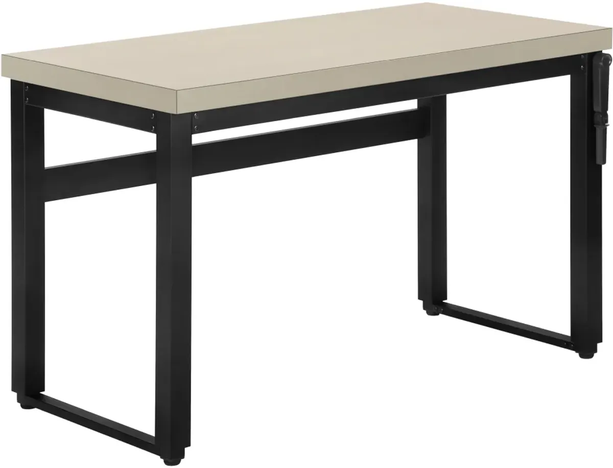 Computer Desk, Home Office, Standing, Adjustable, 48"L, Work, Laptop, Metal, Laminate, Beige, Black, Contemporary, Modern