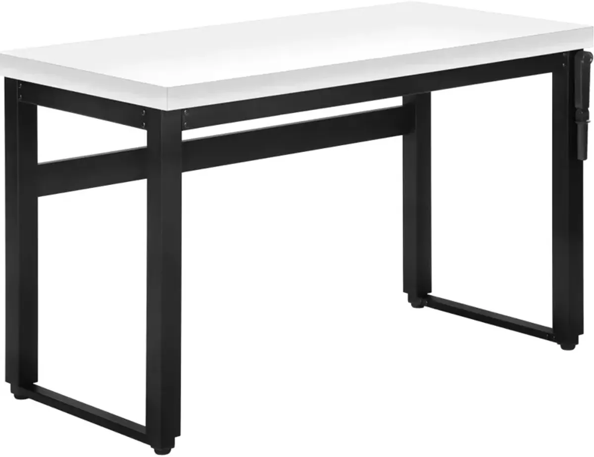 Computer Desk, Home Office, Standing, Adjustable, 48"L, Work, Laptop, Metal, Laminate, White, Black, Contemporary, Modern