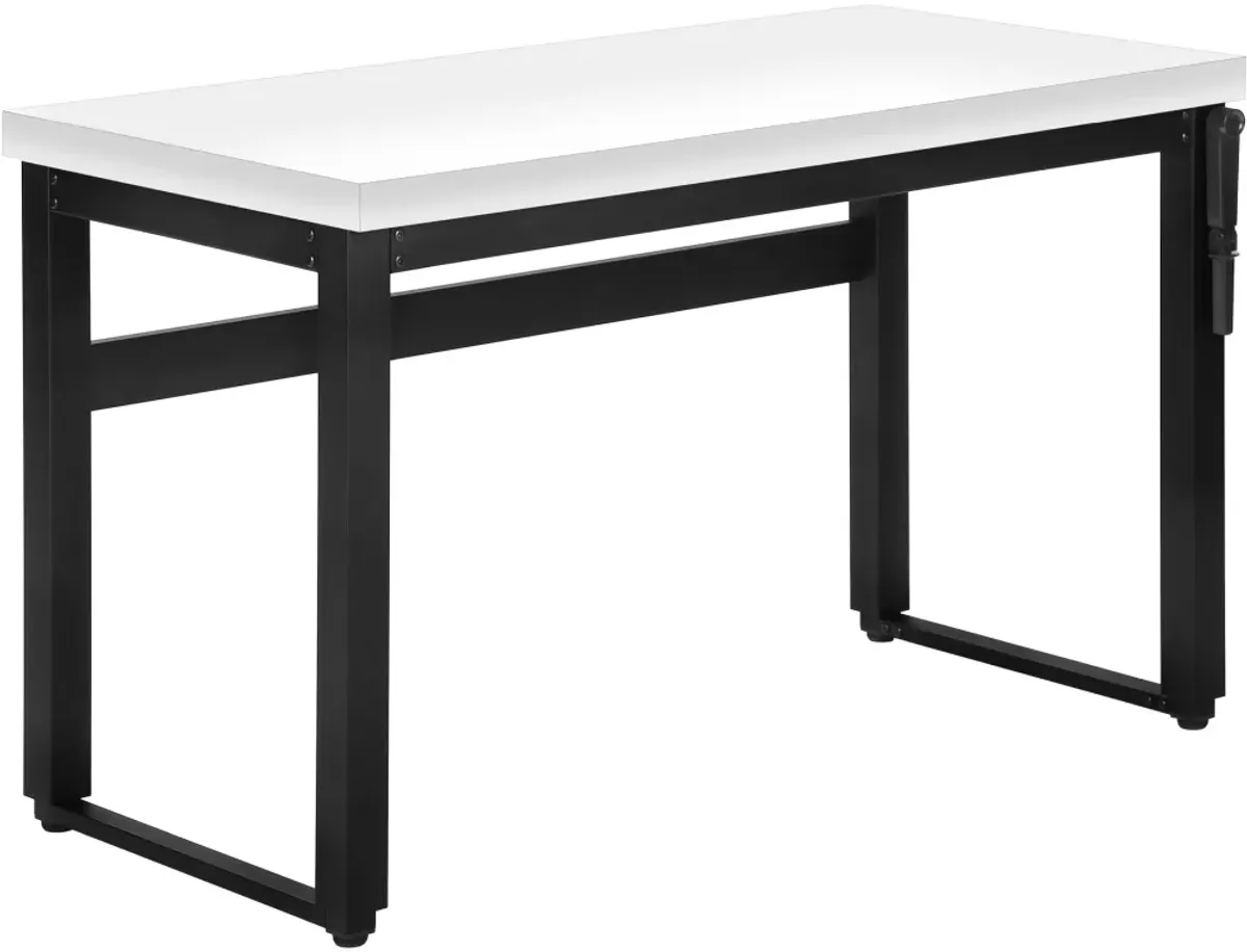 Computer Desk, Home Office, Standing, Adjustable, 48"L, Work, Laptop, Metal, Laminate, White, Black, Contemporary, Modern