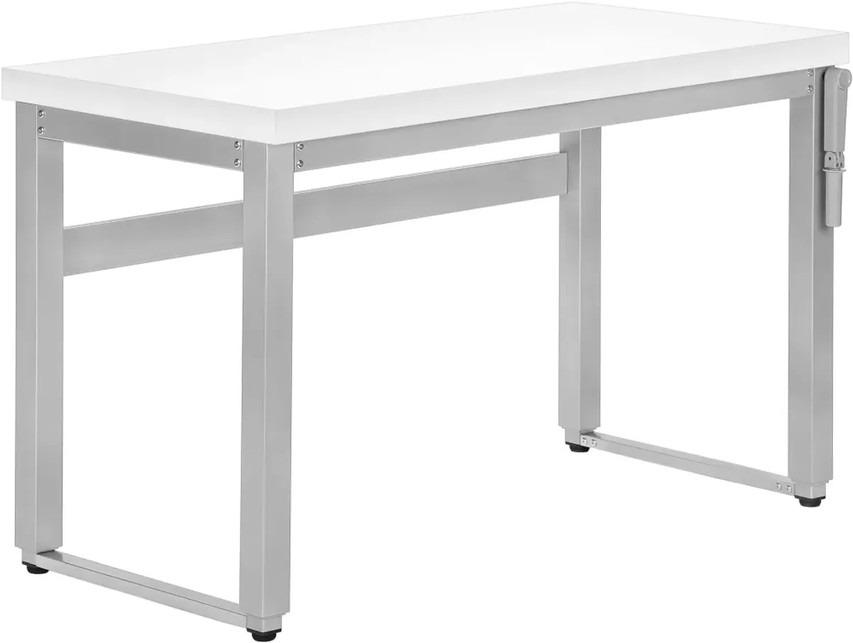 Computer Desk, Home Office, Standing, Adjustable, 48"L, Work, Laptop, Metal, Laminate, White, Grey, Contemporary, Modern