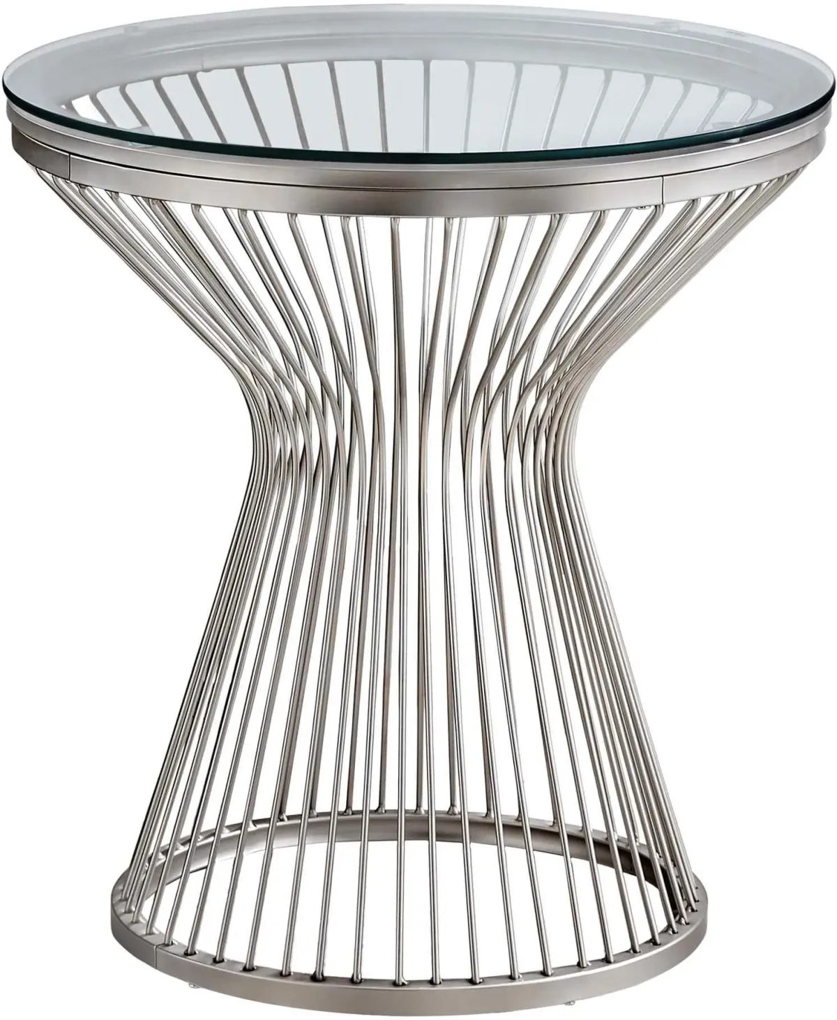 Accent Table, Side, End, Nightstand, Lamp, Living Room, Bedroom, Metal, Tempered Glass, Grey, Clear, Transitional