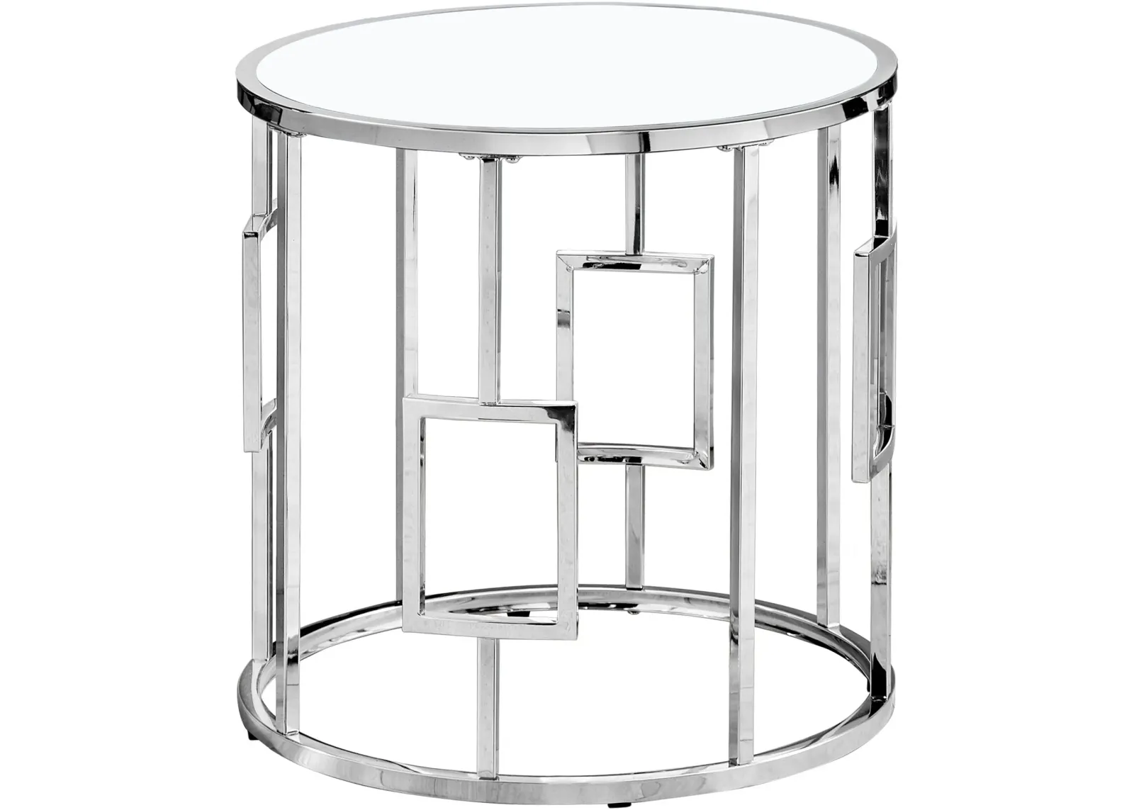 Accent Table, Side, End, Nightstand, Lamp, Living Room, Bedroom, Metal, Tempered Glass, Chrome, Clear, Transitional