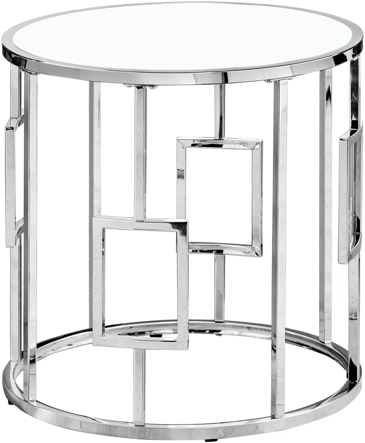 Accent Table, Side, End, Nightstand, Lamp, Living Room, Bedroom, Metal, Tempered Glass, Chrome, Clear, Transitional