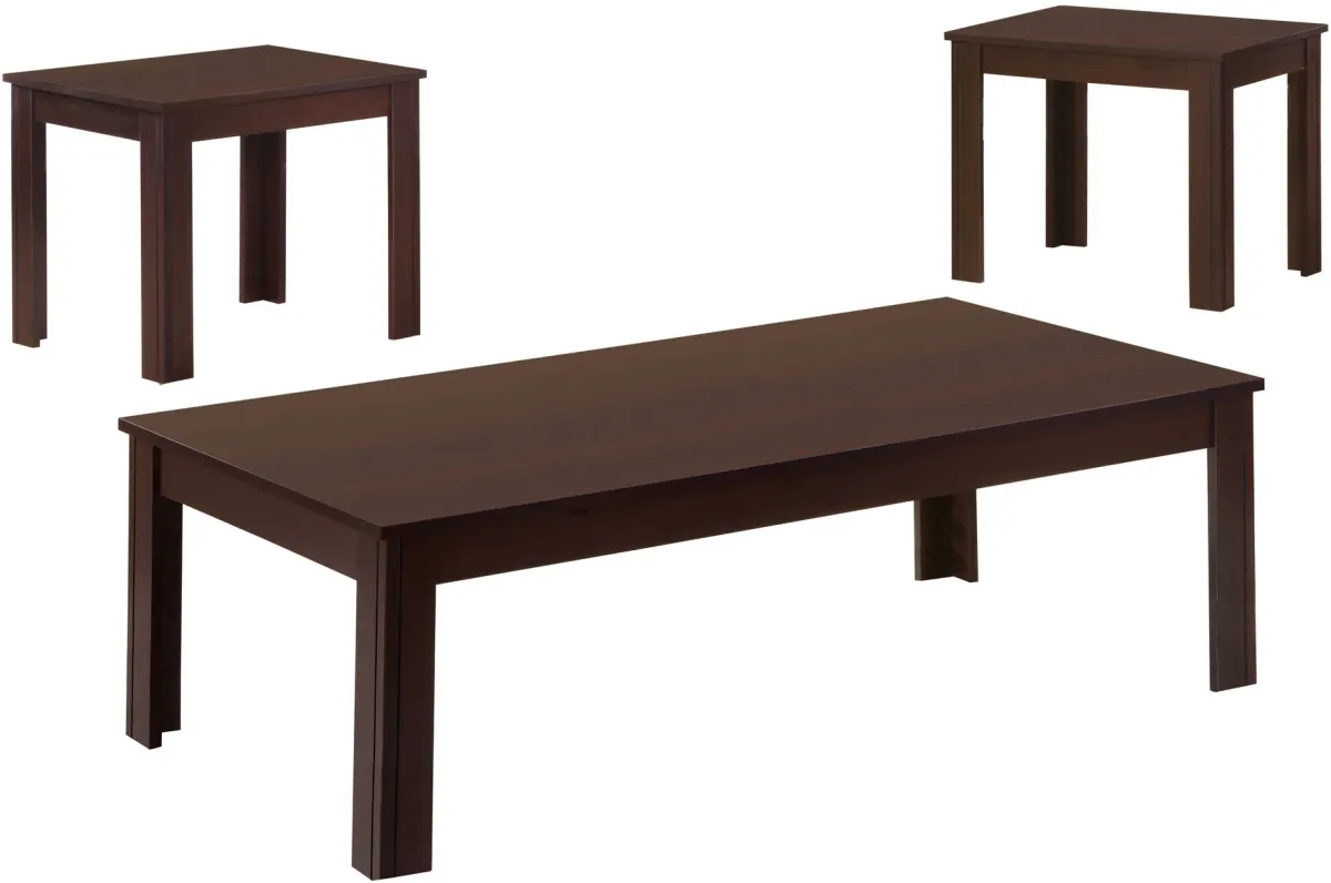 Table Set, 3Pcs Set, Coffee, End, Side, Accent, Living Room, Laminate, Brown, Transitional