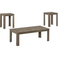 Table Set, 3Pcs Set, Coffee, End, Side, Accent, Living Room, Laminate, Brown, Transitional