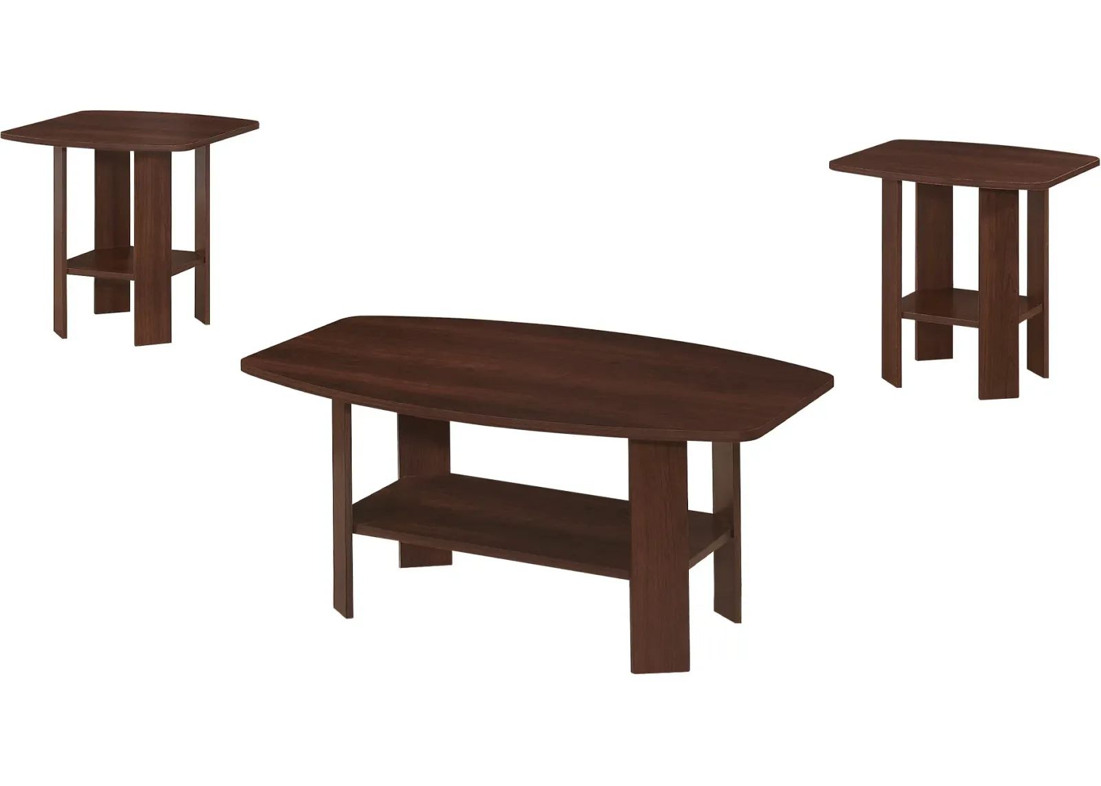 Table Set, 3Pcs Set, Coffee, End, Side, Accent, Living Room, Laminate, Brown, Transitional