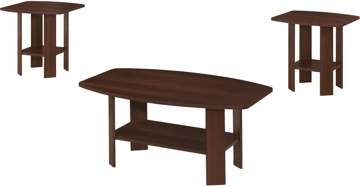 Table Set, 3Pcs Set, Coffee, End, Side, Accent, Living Room, Laminate, Brown, Transitional