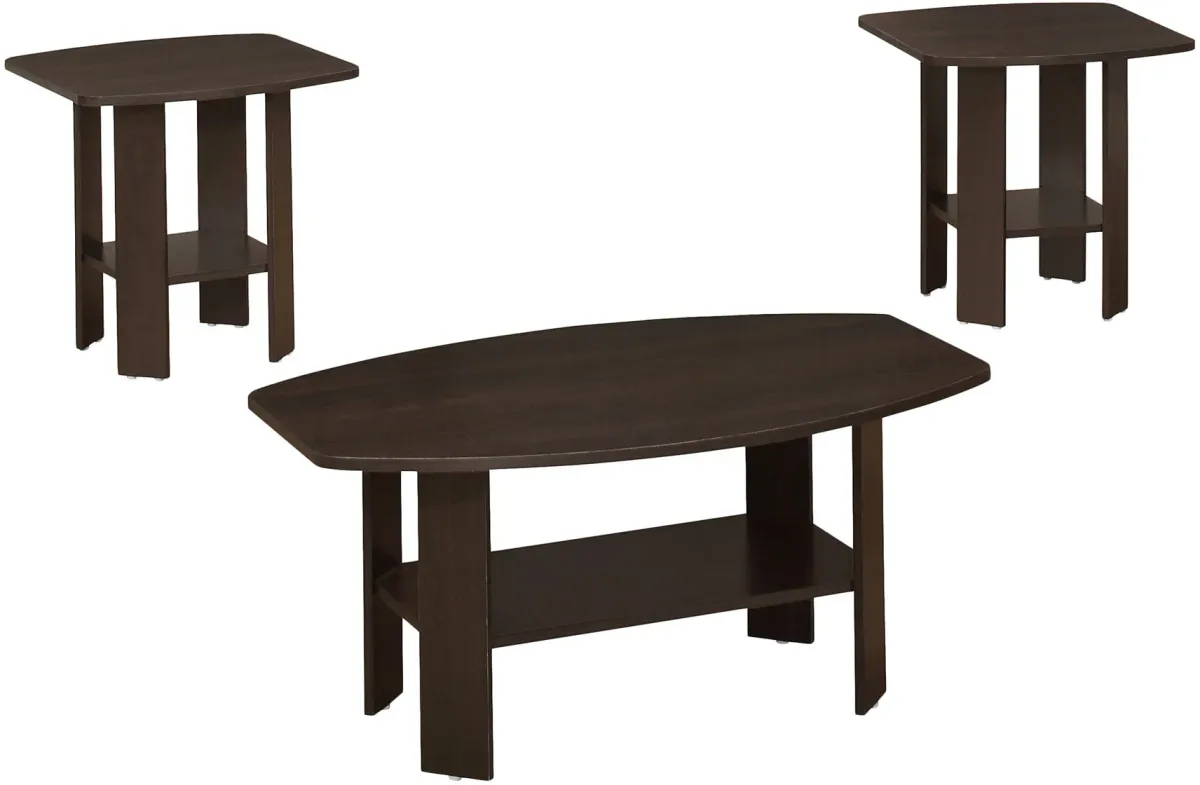 Table Set, 3Pcs Set, Coffee, End, Side, Accent, Living Room, Laminate, Brown, Transitional