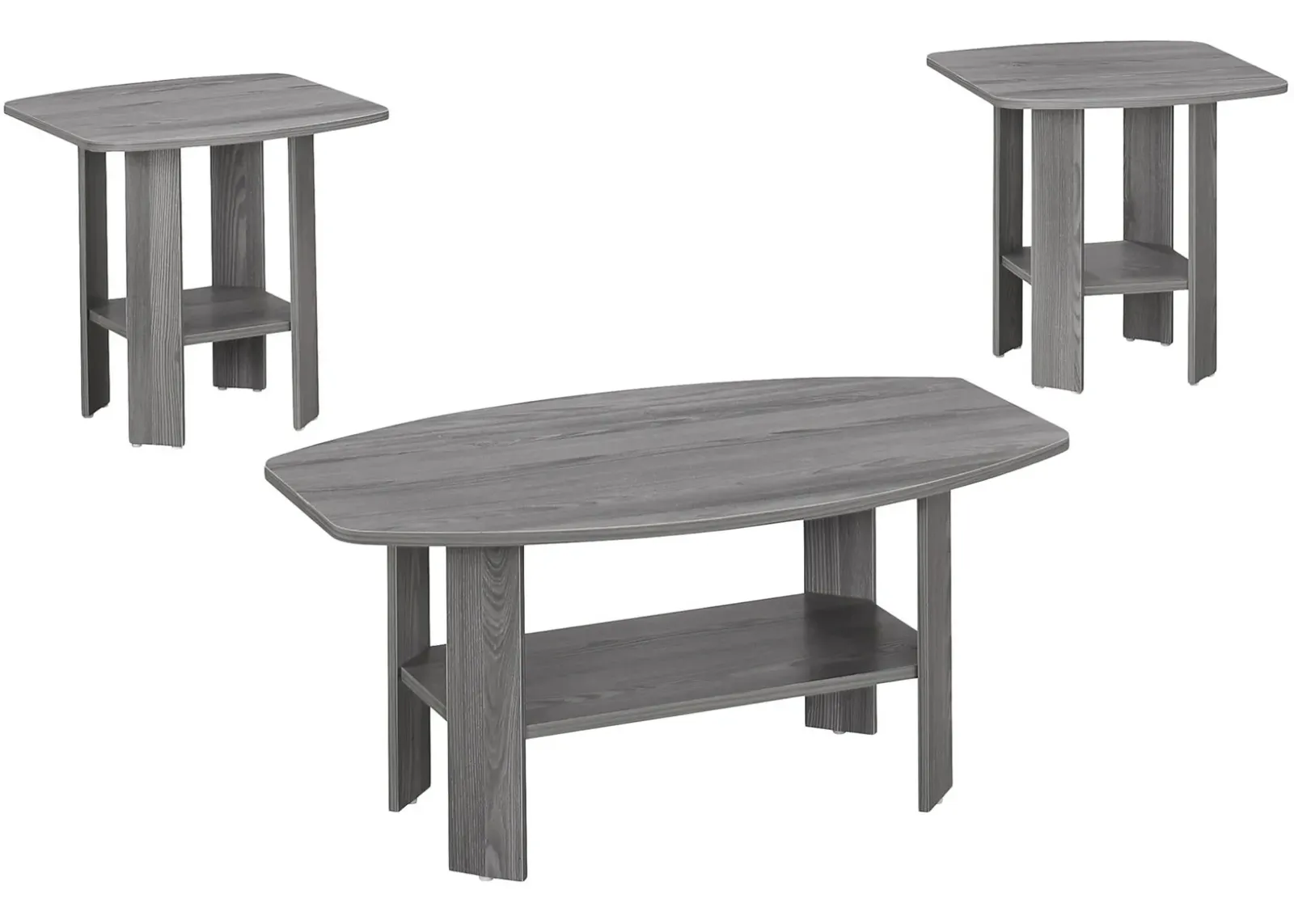 Table Set, 3Pcs Set, Coffee, End, Side, Accent, Living Room, Laminate, Grey, Transitional