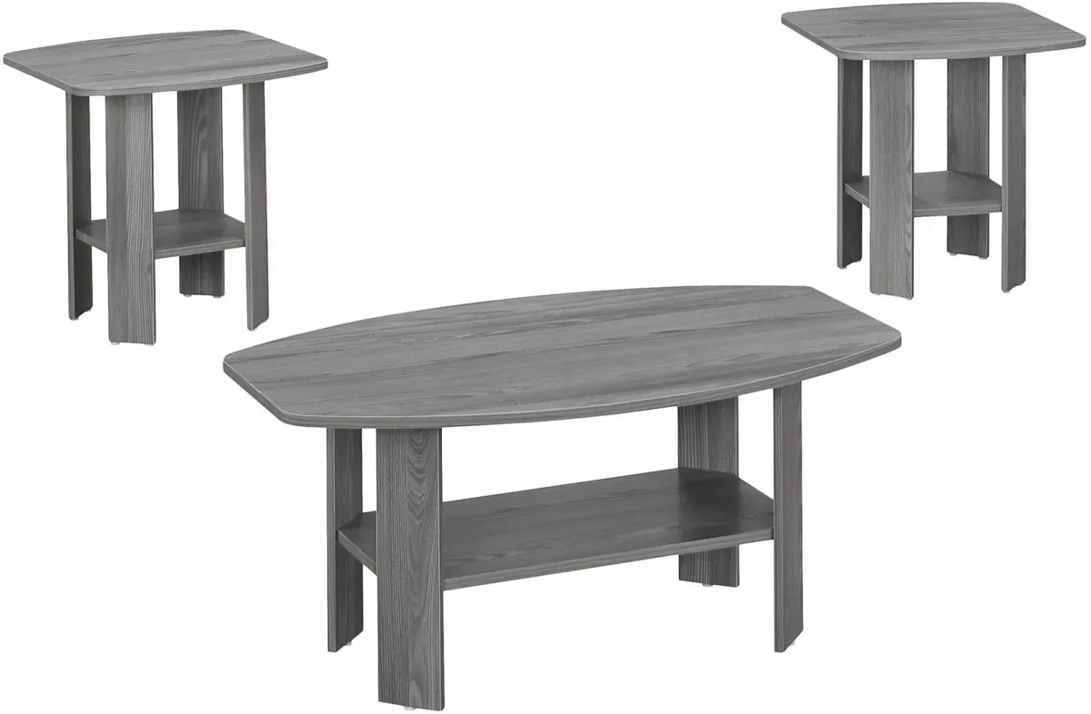 Table Set, 3Pcs Set, Coffee, End, Side, Accent, Living Room, Laminate, Grey, Transitional