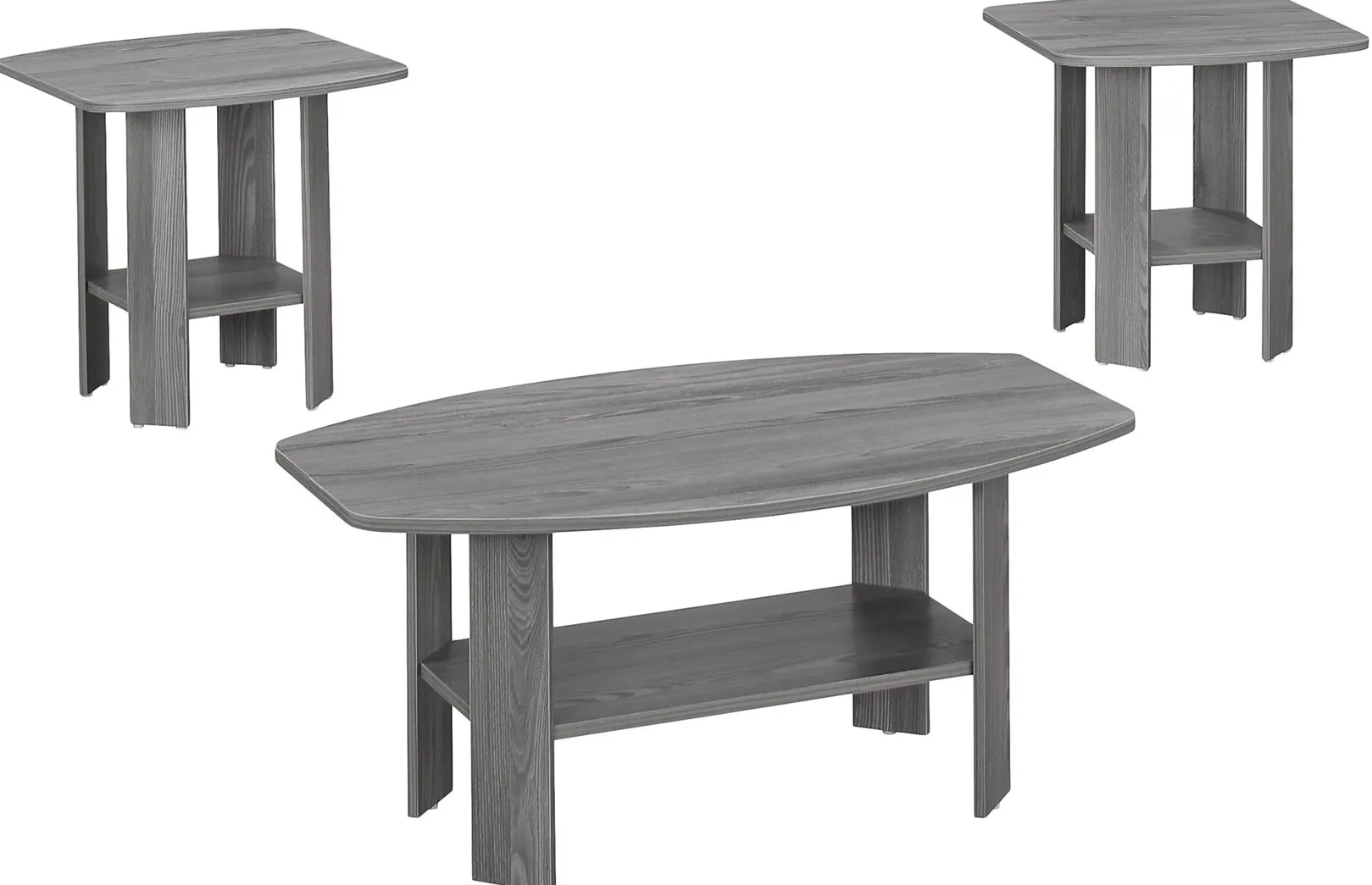 Table Set, 3Pcs Set, Coffee, End, Side, Accent, Living Room, Laminate, Grey, Transitional