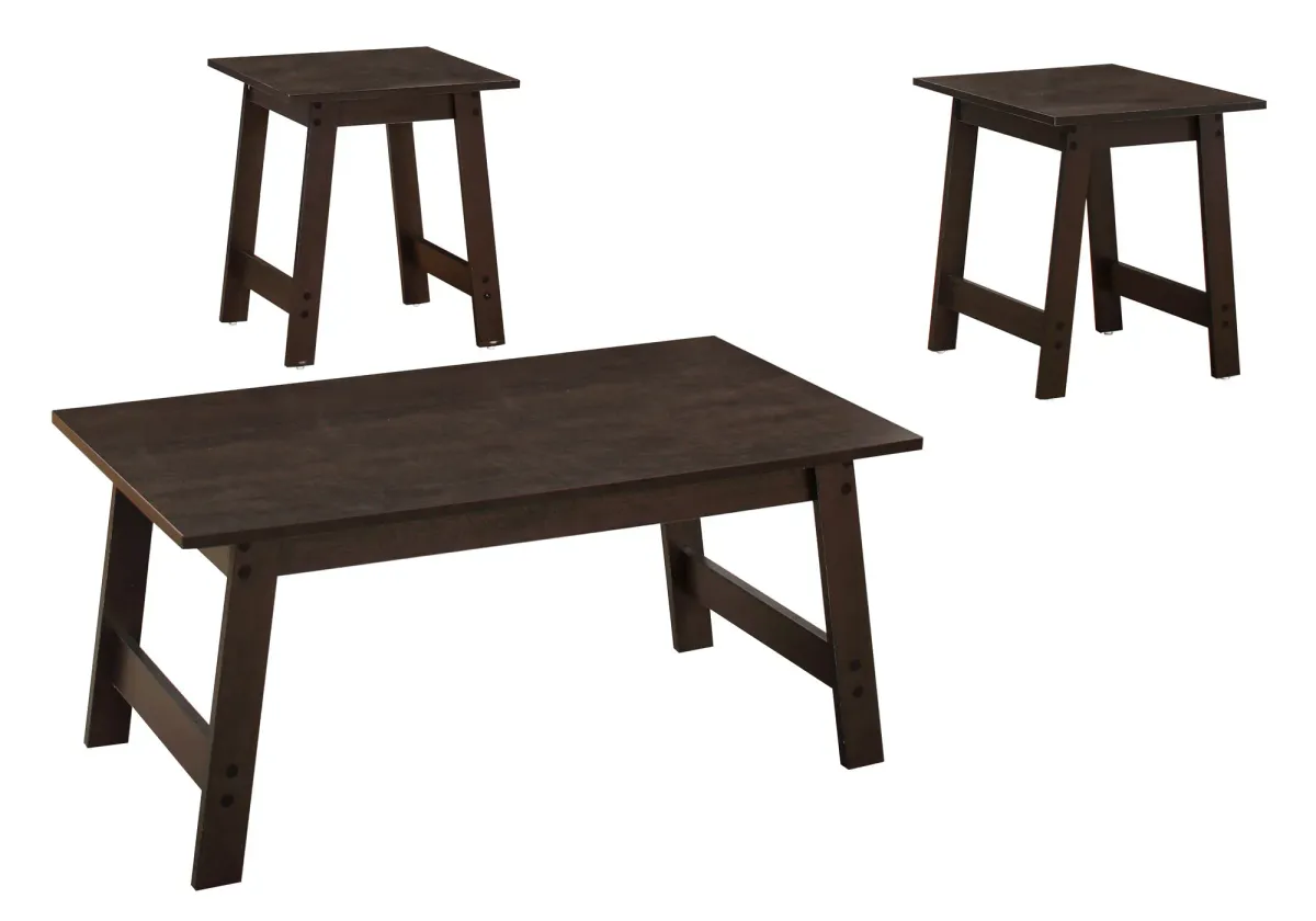 Table Set, 3Pcs Set, Coffee, End, Side, Accent, Living Room, Laminate, Brown, Transitional