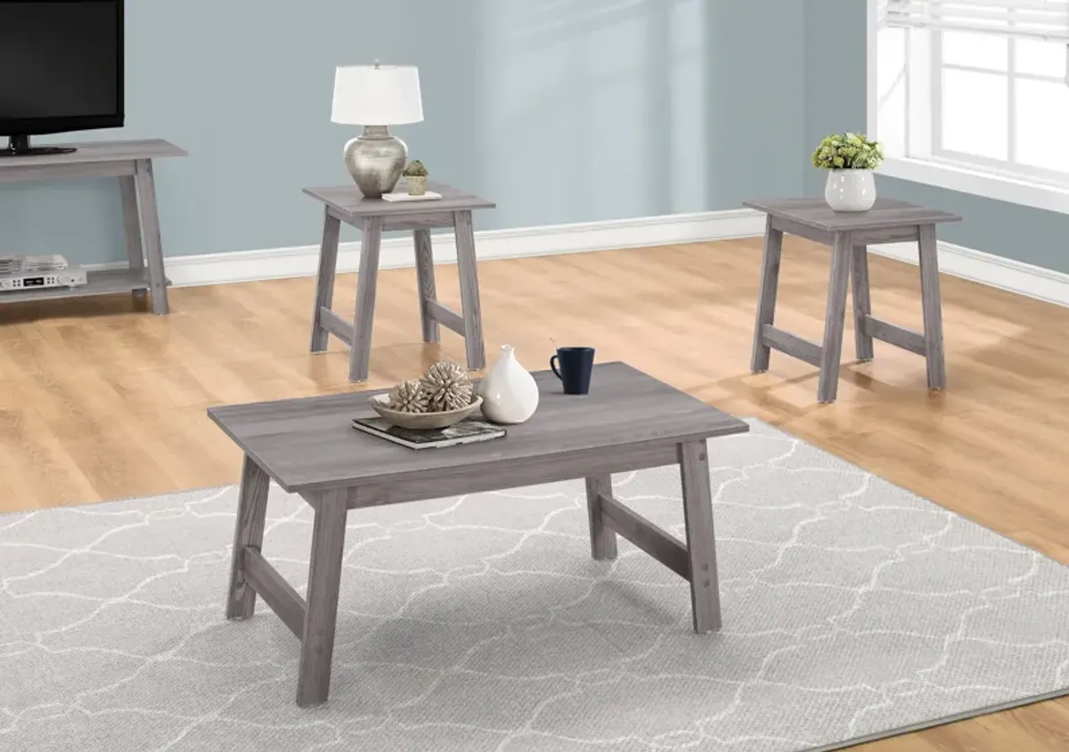 Table Set, 3Pcs Set, Coffee, End, Side, Accent, Living Room, Laminate, Grey, Transitional