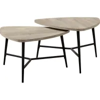 Table Set, 2Pcs Set, Coffee, End, Side, Accent, Living Room, Metal, Laminate, Beige, Black, Contemporary, Modern