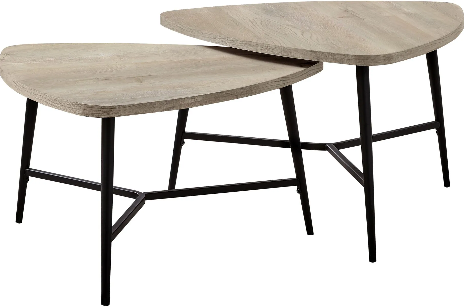 Table Set, 2Pcs Set, Coffee, End, Side, Accent, Living Room, Metal, Laminate, Beige, Black, Contemporary, Modern