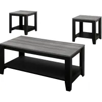 Table Set, 3Pcs Set, Coffee, End, Side, Accent, Living Room, Laminate, Black, Grey, Transitional
