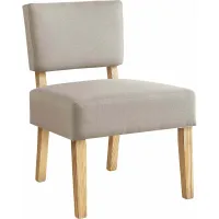 Accent Chair, Armless, Living Room, Bedroom, Fabric, Wood Legs, Beige, Natural, Transitional