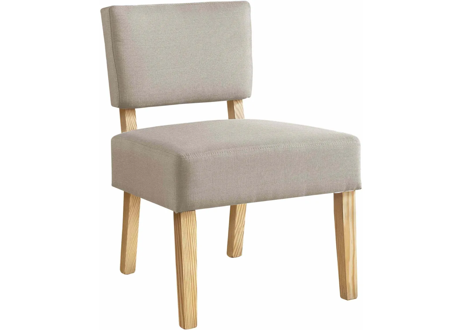 Accent Chair, Armless, Living Room, Bedroom, Fabric, Wood Legs, Beige, Natural, Transitional