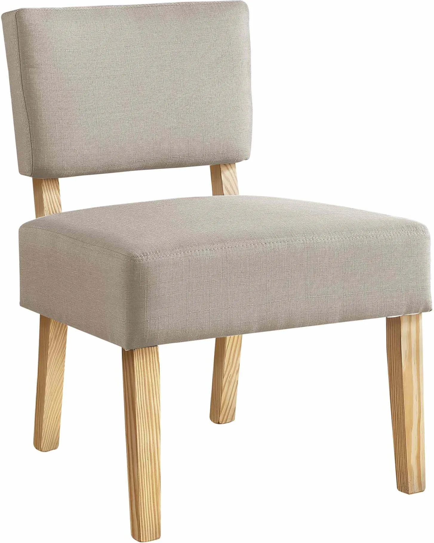 Accent Chair, Armless, Living Room, Bedroom, Fabric, Wood Legs, Beige, Natural, Transitional