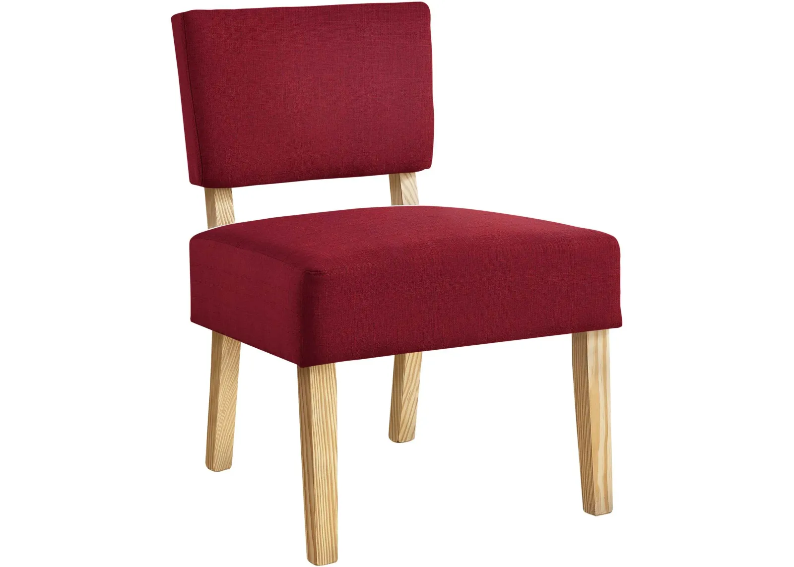 Accent Chair, Armless, Living Room, Bedroom, Fabric, Wood Legs, Red, Natural, Transitional