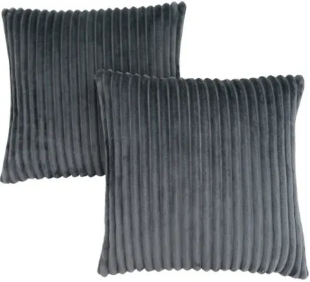 Monarch Specialties Inc. 2-Piece Grey Ultra Soft Ribbed Style Pillow Set