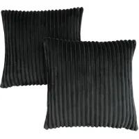 Monarch Specialties Inc. 2-Piece Black Ultra Soft Ribbed Style Pillow Set