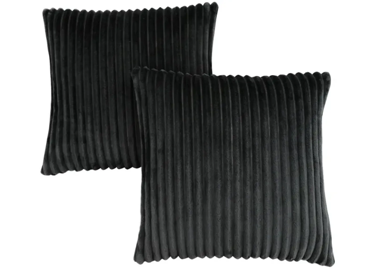 Monarch Specialties Inc. 2-Piece Black Ultra Soft Ribbed Style Pillow Set