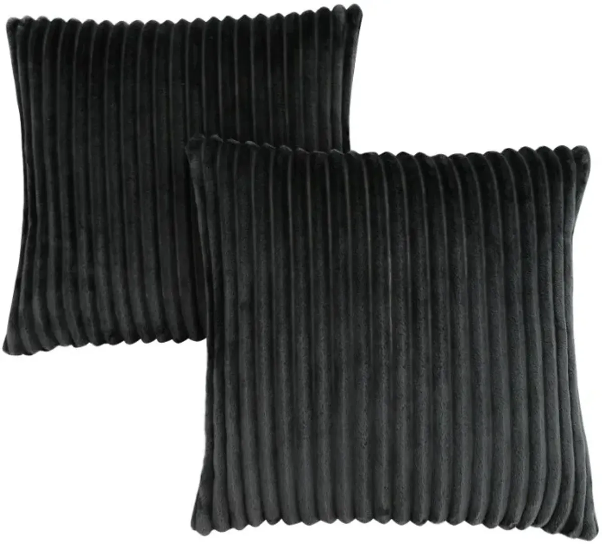 Monarch Specialties Inc. 2-Piece Black Ultra Soft Ribbed Style Pillow Set