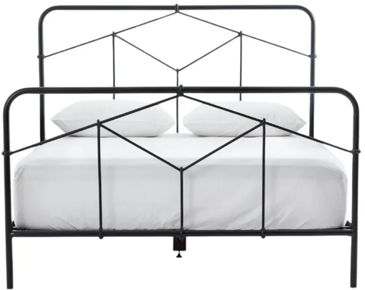 Four Hands Casey Sandblasted Vintage Black King Metal Bed