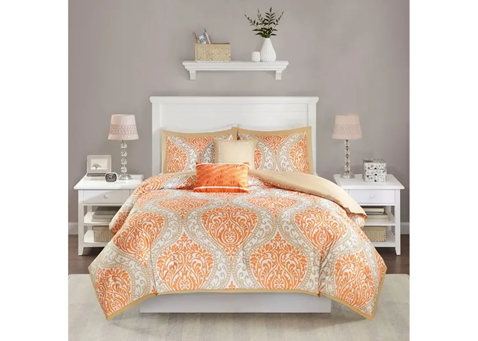 Olliix by Intelligent Design Senna Orange Twin/Twin Extra Large Comforter Set