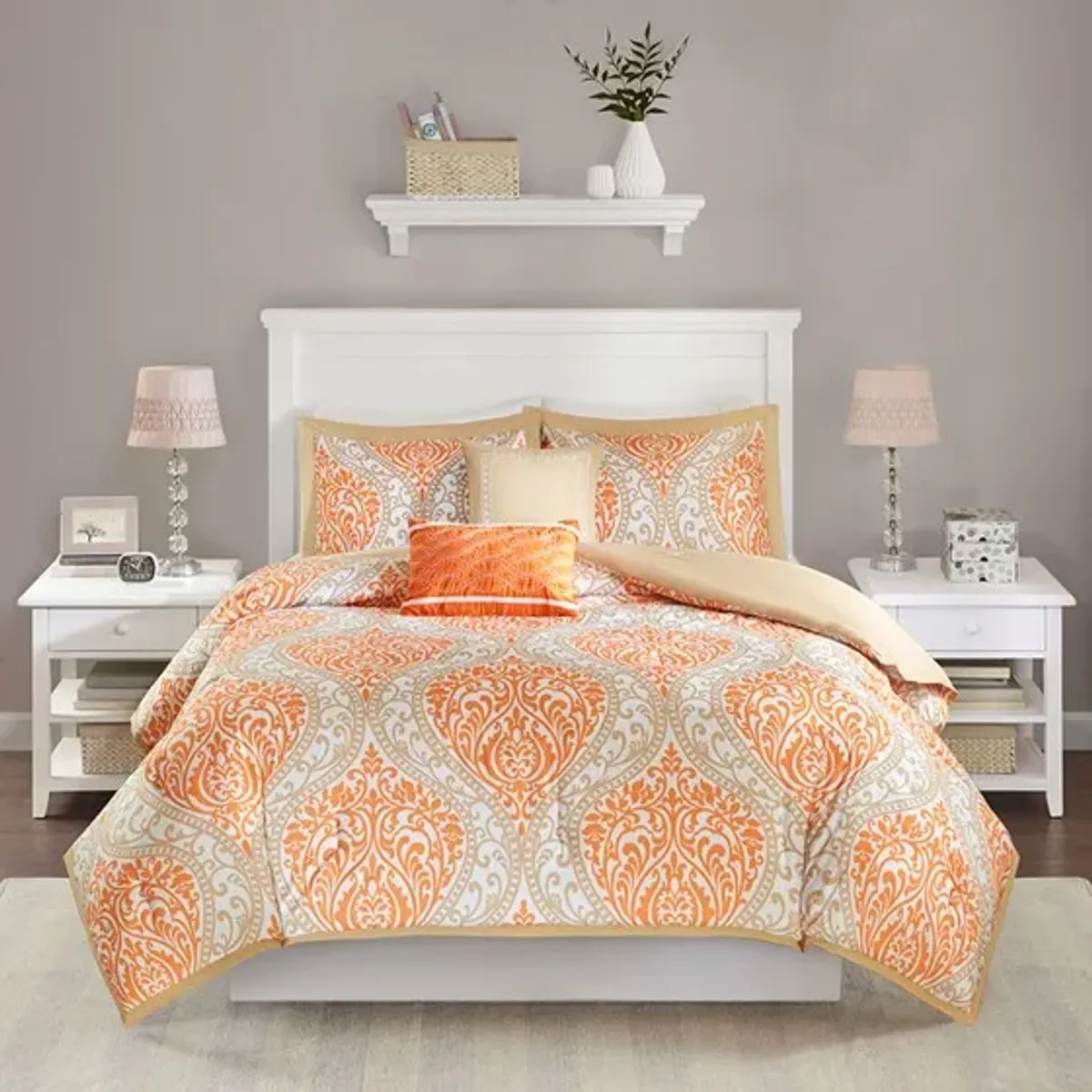 Olliix by Intelligent Design Senna Orange Twin/Twin Extra Large Comforter Set