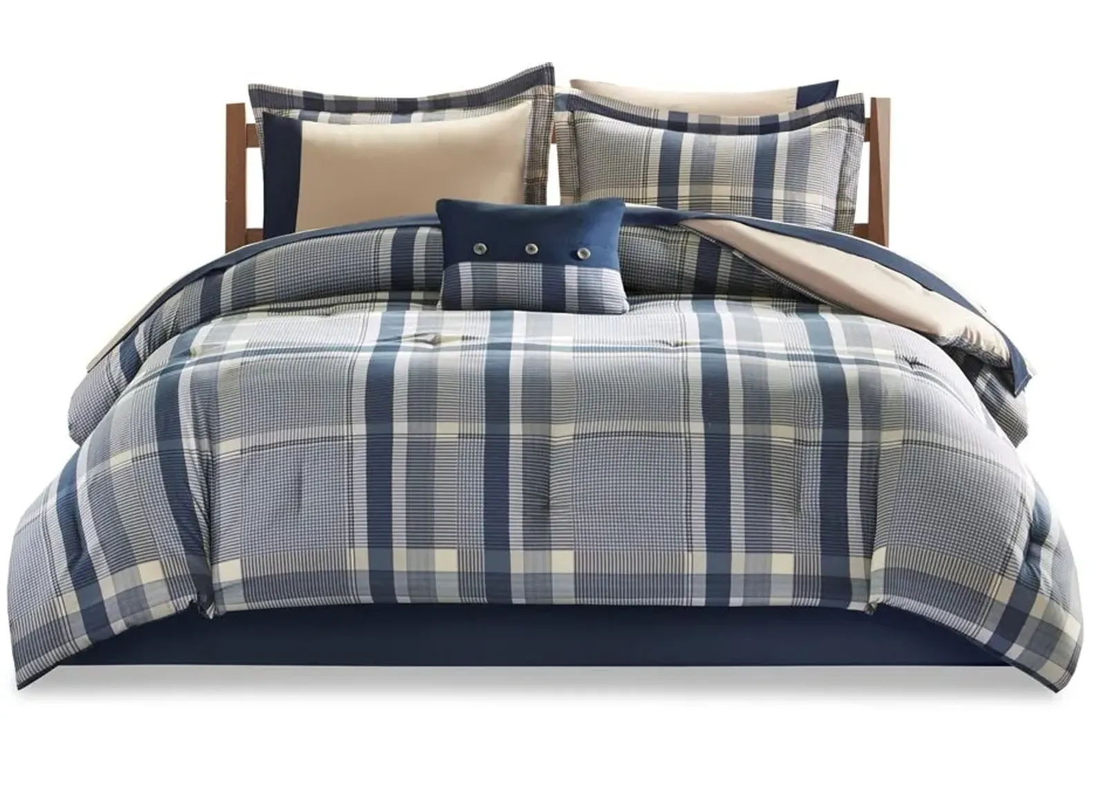 Olliix by Intelligent Design Robbie Navy Multi Twin Comforter and Sheet Set