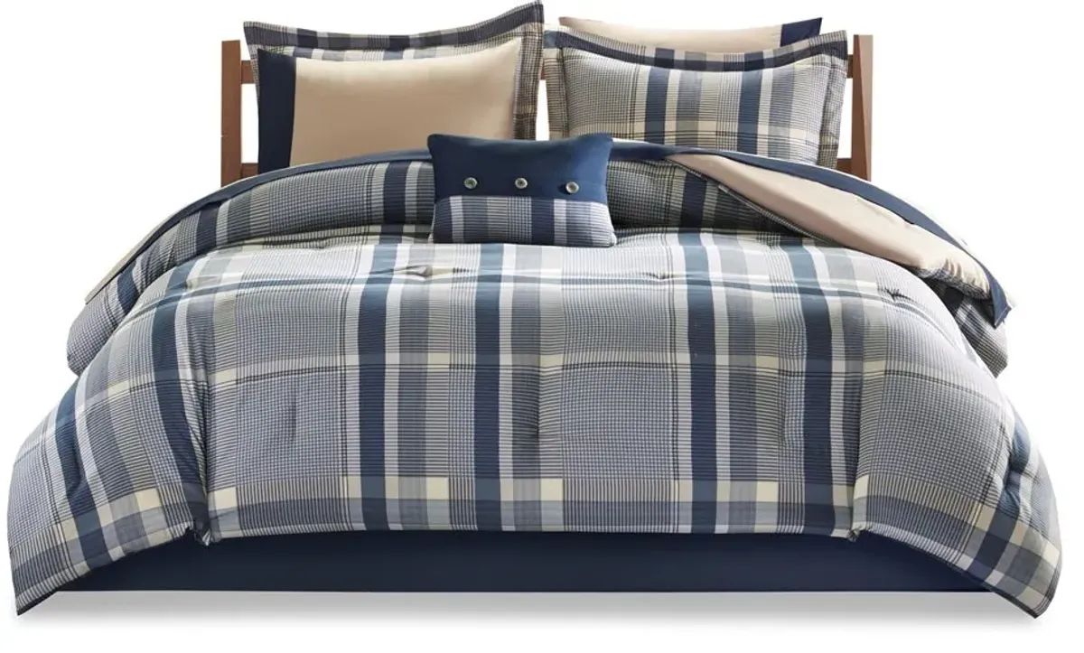 Olliix by Intelligent Design Robbie Navy Multi Twin Comforter and Sheet Set