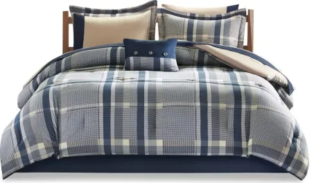 Olliix by Intelligent Design Robbie Navy Multi Twin Comforter and Sheet Set