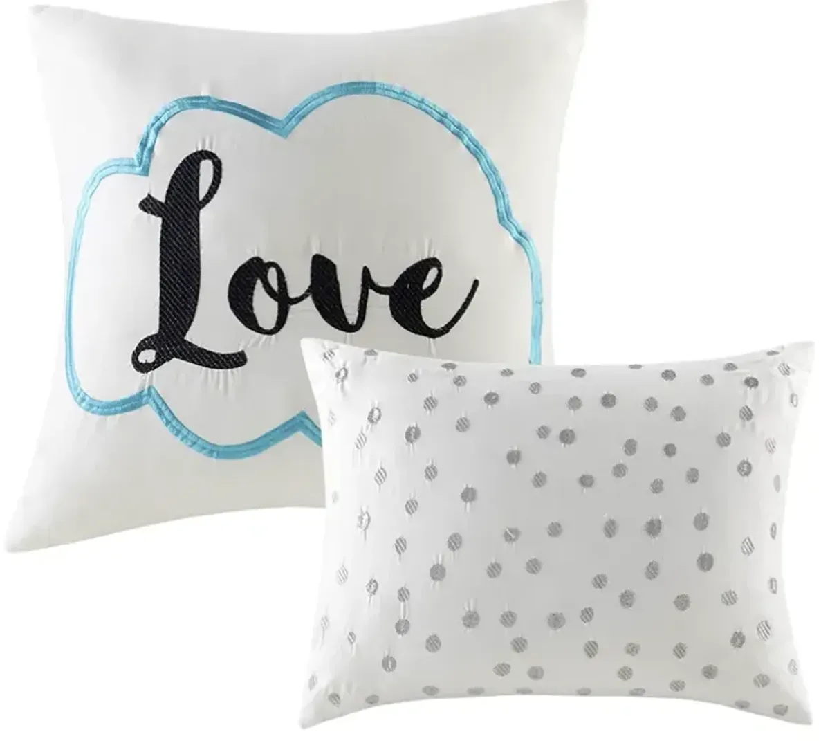 Olliix by Intelligent Design Raina Aqua and Silver Full/Queen Metallic Printed Comforter Set