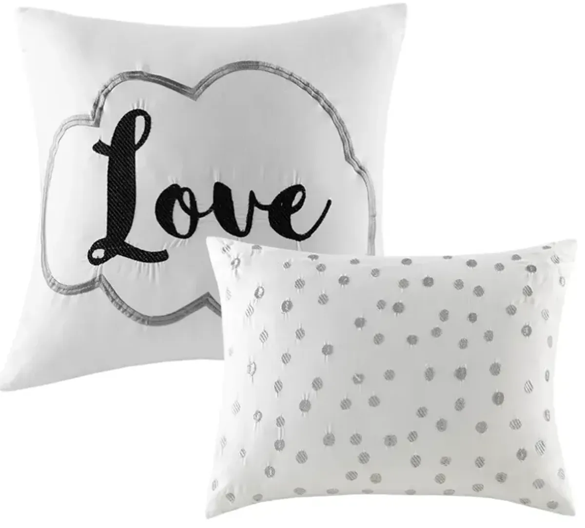Olliix by Intelligent Design Raina Grey and Silver Twin/Twin XL Metallic Printed Comforter Set