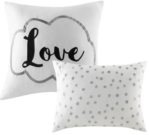 Olliix by Intelligent Design Raina Grey and Silver Twin/Twin XL Metallic Printed Comforter Set