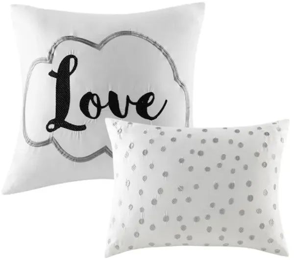 Olliix by Intelligent Design Felicia Raina Grey and Silver Full/Queen Metallic Printed Comforter Set