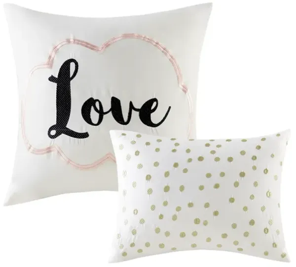 Olliix by Intelligent Design Raina Blush and Gold Full/Queen Metallic Printed Comforter Set